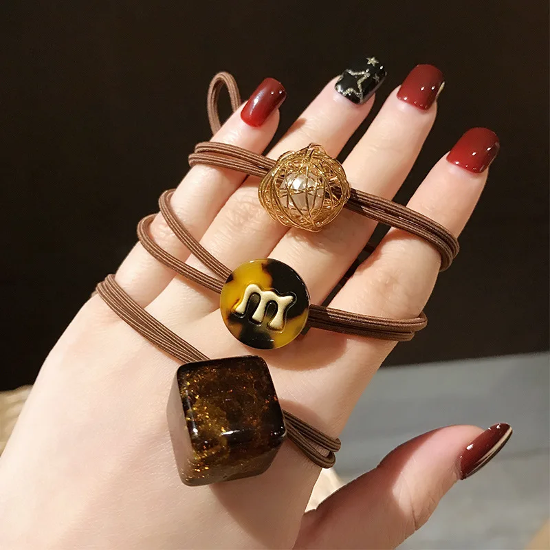 

South Korea East Gate Three-piece Suit Hair Rope Net Red Hair Ring Headdress Simple Tie Hair Letter Headrope Rubber Band Woman