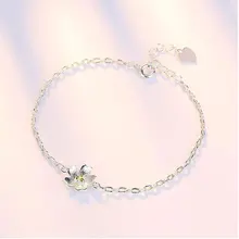 Простые Модные 925 пробы серебряные браслеты с цветком для женщин и девушек подарок на день Святого Валентина S-B38