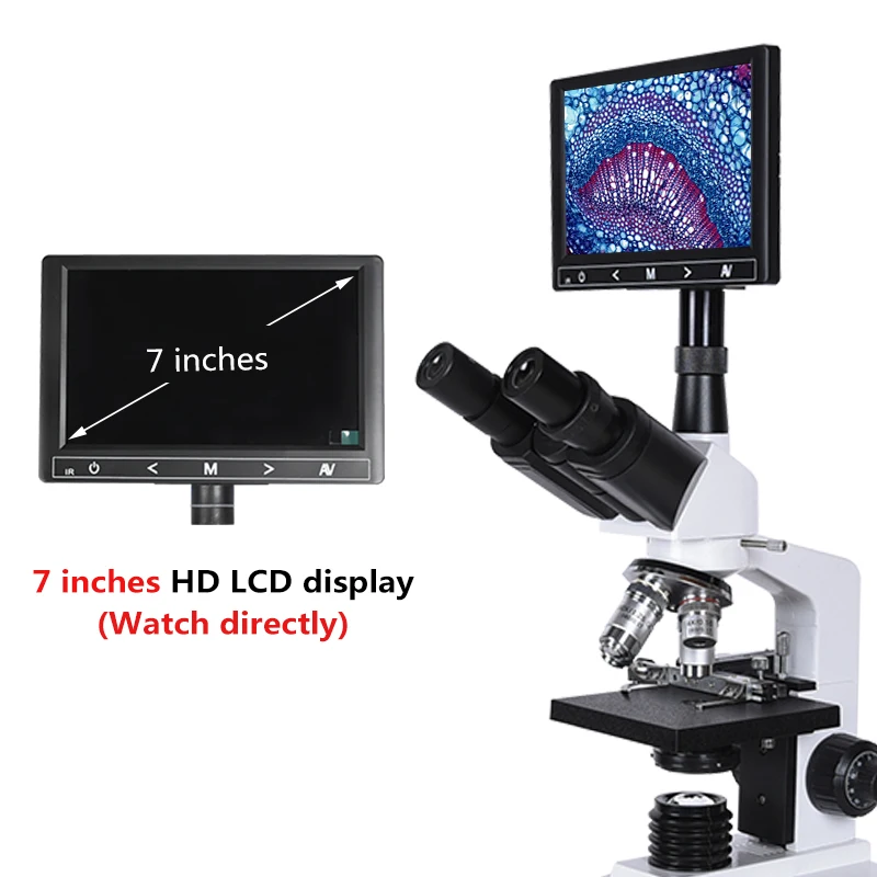  Professional Lab biological HD trinocular microscope zoom 1600X eyepiece electronic 7-inch LCD led 