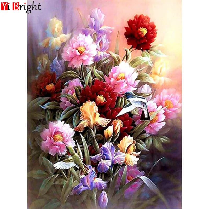 

Diamond Embroidery Flower 5D DIY Diamond Painting Needlework Full Crystal Cross Stitch Round Rhinestone Decoration Crafts XY1