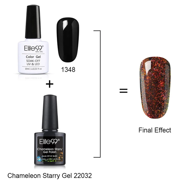 Elite99 10ml Chameleon Starry UV Gel Nagellack Schwarz Basis Benötigt Glitter Nail art Gel Lack Tränken Weg Von DIY nägel Gel Polnisch