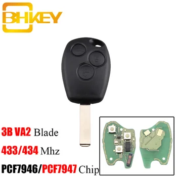 

BHKEY 3Buttons Remote Car key VA2 Blade For Renault /Kangoo II /Clio III Auto Replacement Keyless Alarm PCF7947/PCF7946 Chip