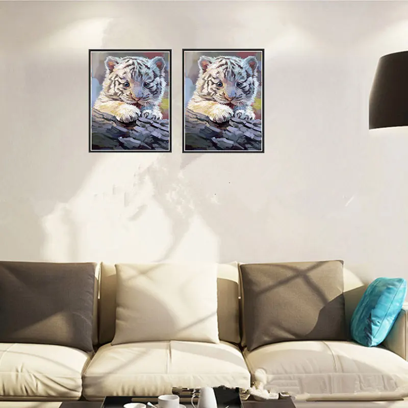 Hewan Harimau Nyata Berlian Bordir Berlian Lukisan Cross Stitch