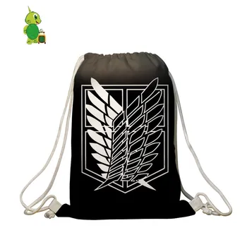 

Anime Attack on Titan Eren Levi Drawstring Backpack Women Men Softback Travel Bags School Backpack Storage Drawstring Bags
