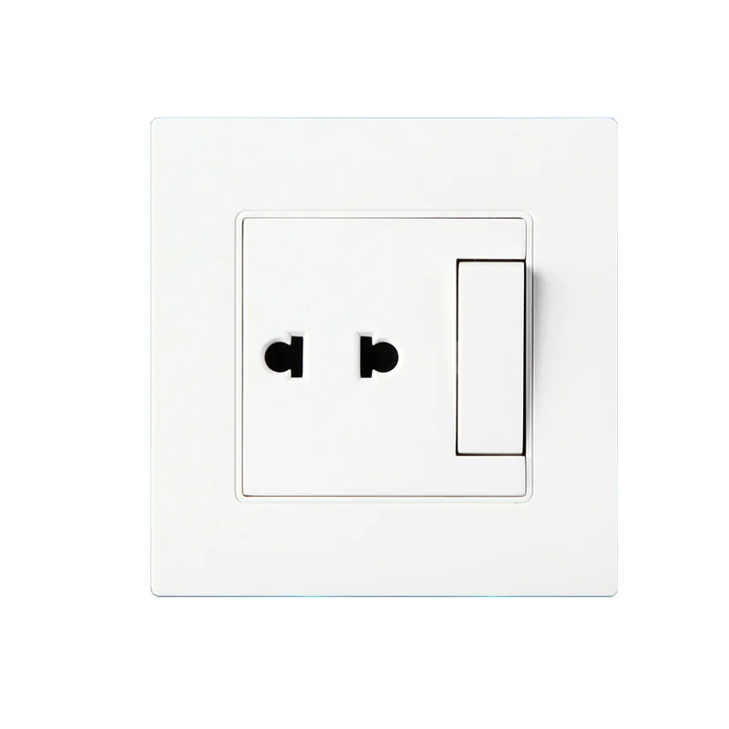 

Wall Outlet 2 Hole Universal Power Socket With 1 Gang 2 Way Light Switch Porcelain White Wall Panel 2PCS