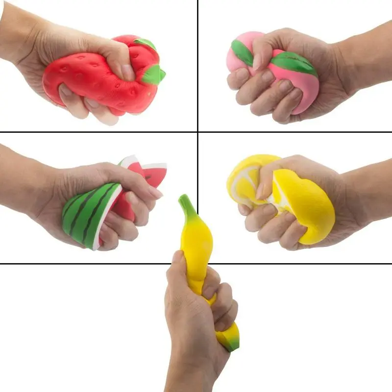 5 шт. Jumbo Squishies медленно растущая клубника арбуз банан персик лимон фрукты Kawaii