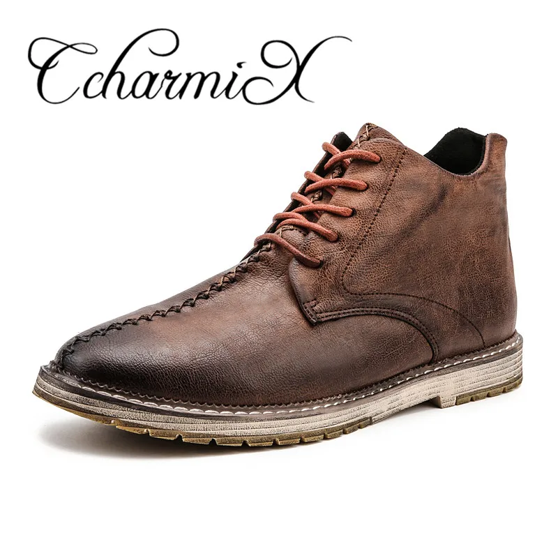 comprar CcharmiX Plus Size 46 47 Homens Sapatos de Inverno 2018 Botas de Neve Com Pele Quente Sapatos Casuais Homens Estilo Britânico Retro botas Sapatos da moda