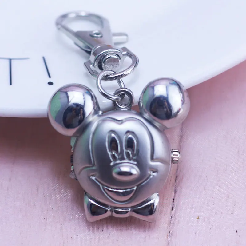 

NEW Mickey Minnie Shape Cute Lovely Cartoons Pocket Watch fashion Necklace Quartz Watch With Key chain