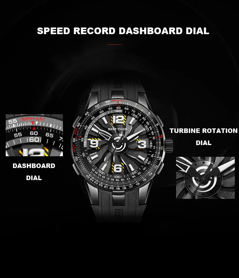 Риф Тигр/RT дизайн мужские военные часы спортивный резиновый ремешок автоматический поворот пилот Часы Relogio Masculino RGA3059