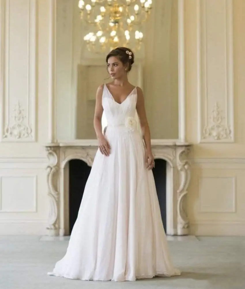 Robes De Mariée Plage Dos Nu Grec Col En V Robe De Mariée