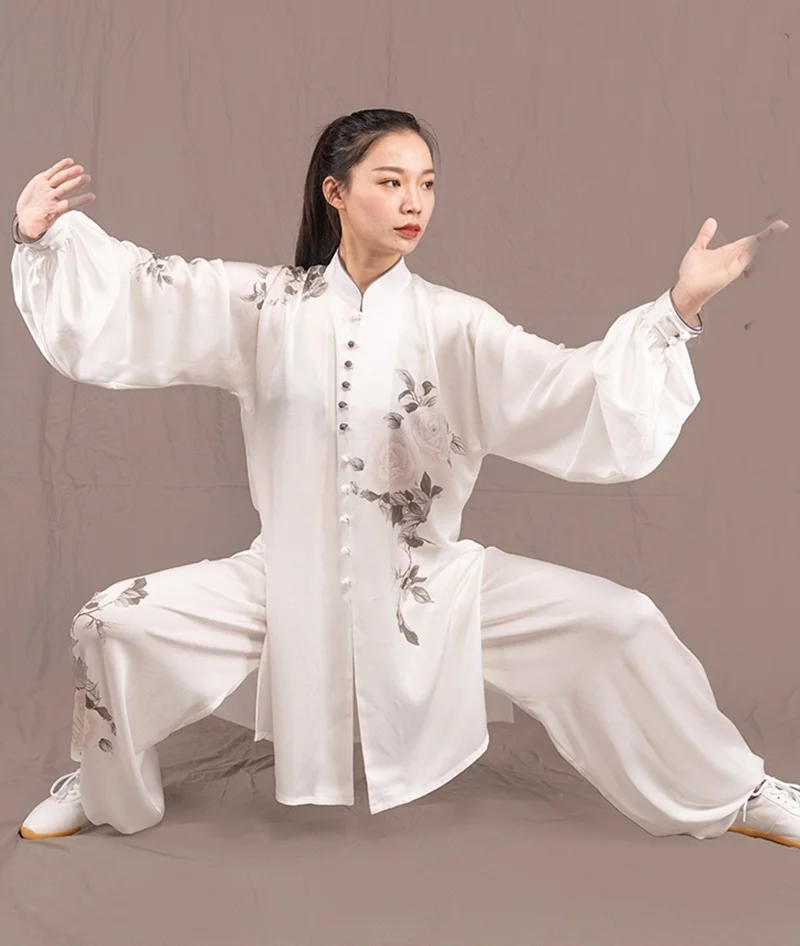 Комплект из 3 предметов, Женский костюм китайского воина ушу, Униформа, Женский костюм кунг-фу с принтом, традиционный костюм Тан, одежда для Тай-Чи, TA1496