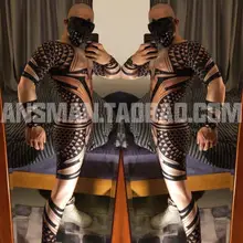 Горячая Новинка Хэллоуин Бар певец DJ DS танцы комбинезон ГОГО заклепки 3D татуировки соединены, костюм для вечеринки Мужская индивидуальная одежда