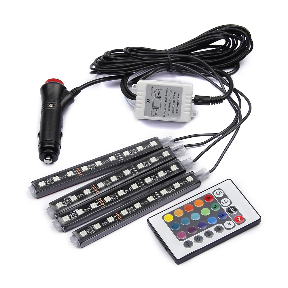 Car RGB LED Strip Light 4pcs LED Strip Lights 16 Colors Car Styling