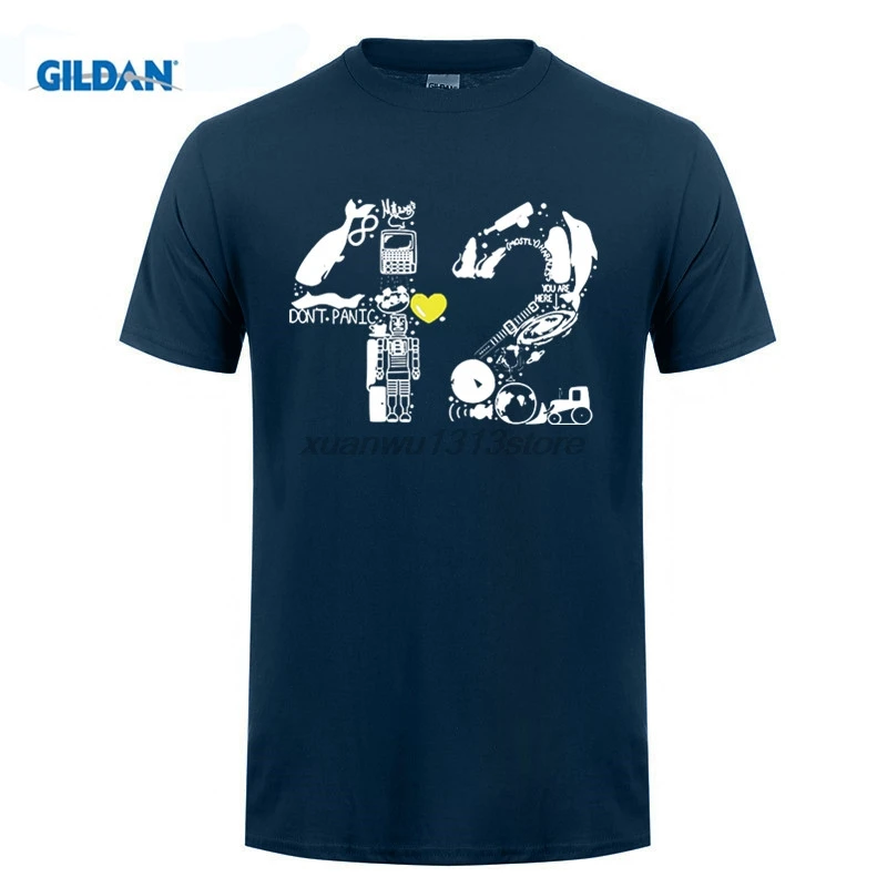 GILDAN футболки дизайн Hitchhiker Guide к галактике 4242 мужские с короткими рукавами