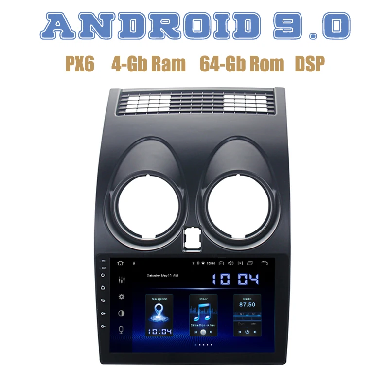 

9" IPS Android 9.0 Car GPS Radio for Nissan Qashqai 2008 2009 2010 2011 2012 2013 2014 with PX6 4+64G DSP Auto Stereo