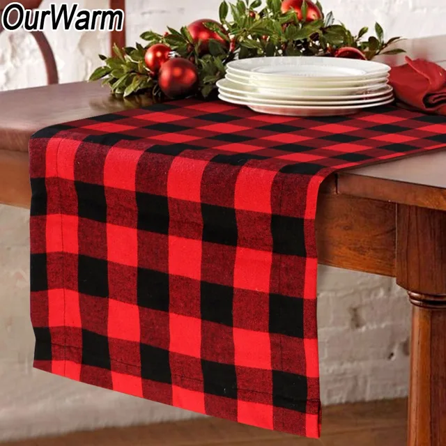 ourwarm 15x72 inch buffalo plaid burlap christmas table runner christmas table decoration lumberjack themed birthday party - Christmas Plaid ourwarm 15x72 inch buffalo plaid burlap christmas table runner christmas table decoration lumberjack themed birthday party - Christmas Plaid