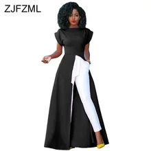 Front High Split Sexy Plus Size Dress Women Round Neck Short Sleeve Floor-Length Dress Summer Ladies Back Split Long Party Dress split bow back frilled mixed media dress