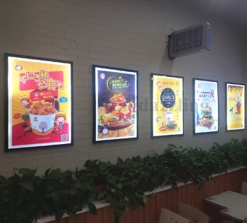 

5PCS Restaurant Indoor Wal Mounted Black Aluminum Frame LED Magnetic Menu Panel Light box A2 for Fast Food Store