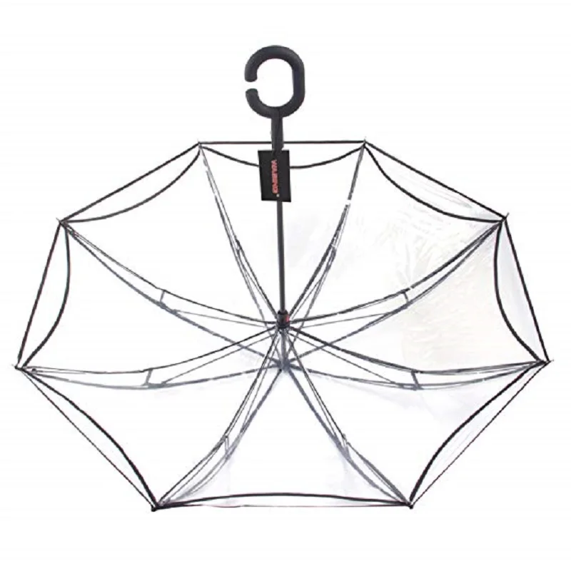 Прозрачный обратный зонтик, двойной слой, цветущая вишня, перевернутый зонтик, дождь, женский, c-крюк, автомобильный Ветрозащитный складной зонтик
