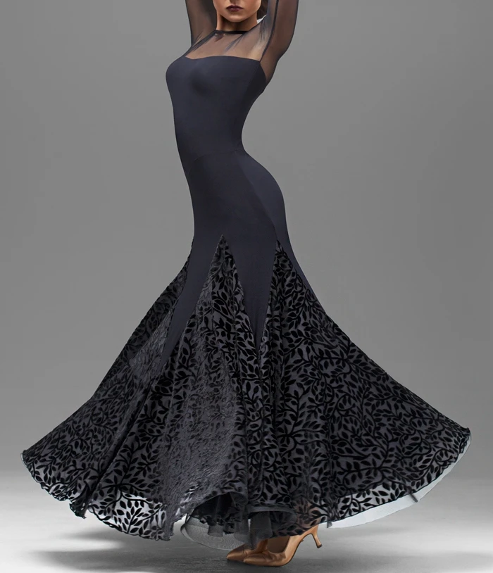 Customize big swing black flamenco skirts ballroom dance skirts women's ballroom tango waltz skirt standard dance dresses