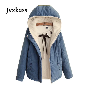 Jvzkass 2019 new cotton coat female small fresh autumn and winter long-sleeved hooded solid color thick warm cotton coat Z264