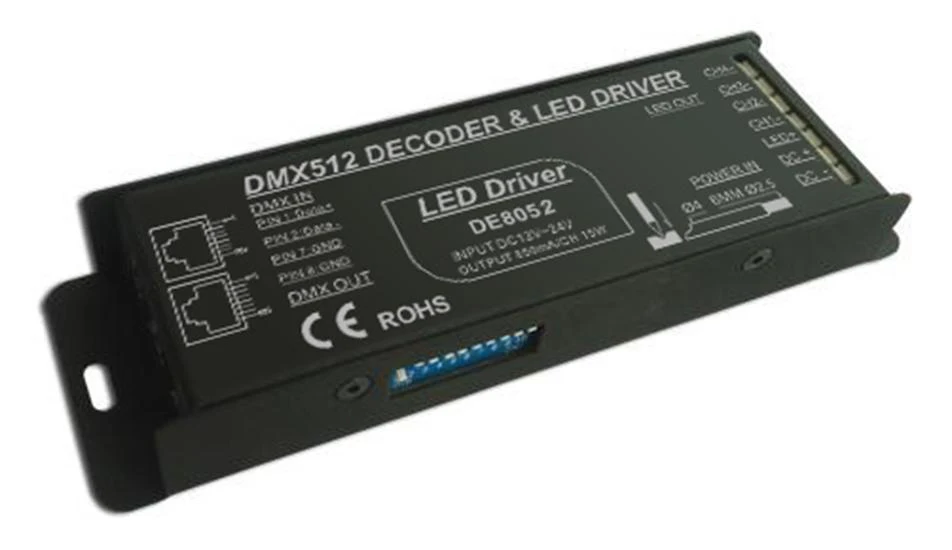 

Free Shipping RGBW DMX decoder & driver, Constant Current 700mA , 4 channels/12V-48V/64W pn:DE8052
