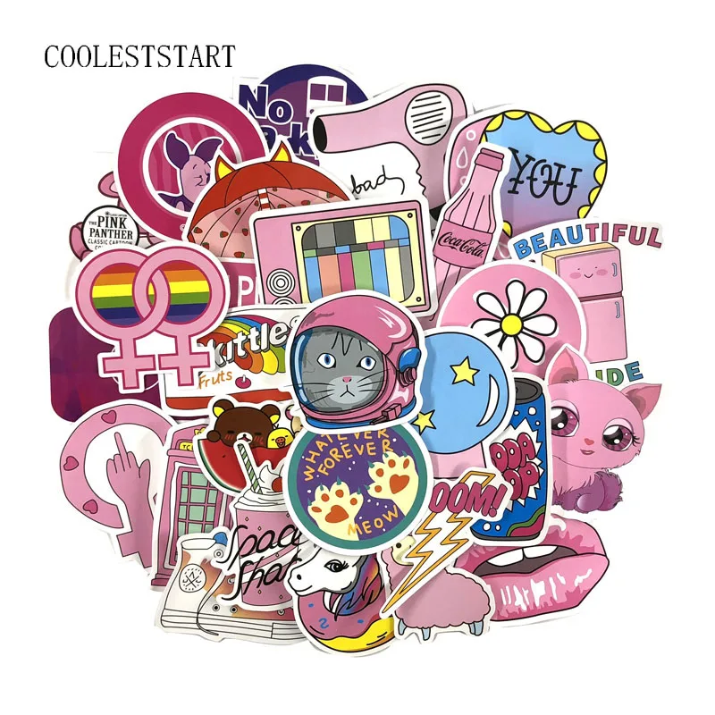 

100Pcs/Set Pink Style Graffiti Stickers Girl Series For Laptop Toys Luggage Stickers Moto Car Notebook Cool Fashion Sticker
