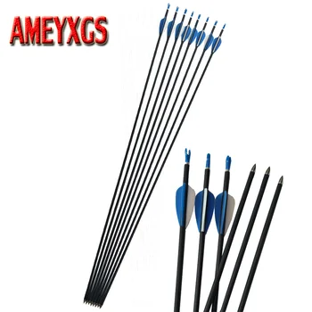 

6pc Archery Carbon Fiber Arrow Spine 1000 Arrow 2 inch Feather ID 4.2mm Arrow Hunting Shooting