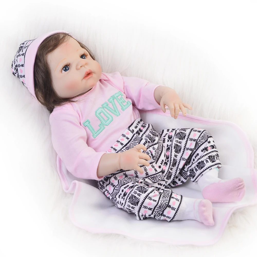 

Realistic Reborn Baby Dolls Girl 23 Inch Full Body Silicone Vinyl Lifelike Baby Alive Dolls with Free Bear Playmates For Kids