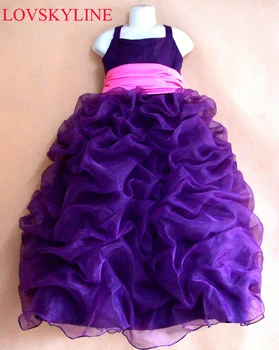

flower girls dress Spaghetti Strap purple big bow princess party dresses for weddings kids prom dresses