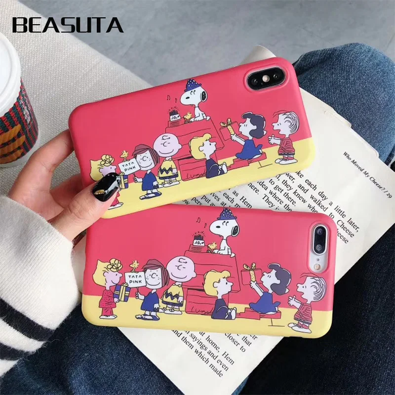 

Cute Snoopys and Charlie Brown Conch Shell Phone Case For iPhone X XR Xs Max Soft TPU Case For iPhone 7plus X 6 6s 7 8 Plus Case