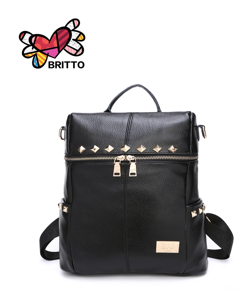 Purchase BRITTO font b Backpack b font 2016 Newest Stylish Cool Black PU Leather font b
