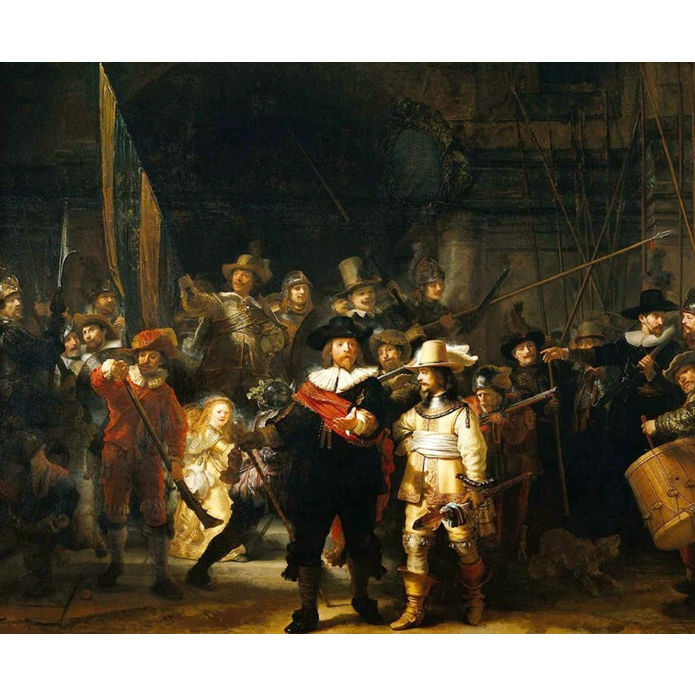 

Wholesale free shipping,5D DIY Diamond Painting Rembrandt "The Night Watch" Full Diamond Mosaic Embroidery Cross Stitch L205