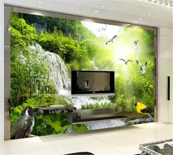 

Wholesale High-Definition Beautiful Scenery Wallpaper Fresh Green Environmental Protection Forest Waterfall Decoration Best