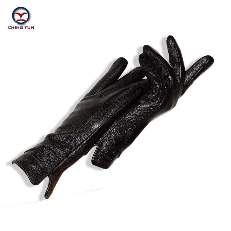 

Women's Gloves Winter Genuine Leather Winter Warm Fluff Lady Decorative Buttons Female Deerskin Wool Lining High-Quality Mittens