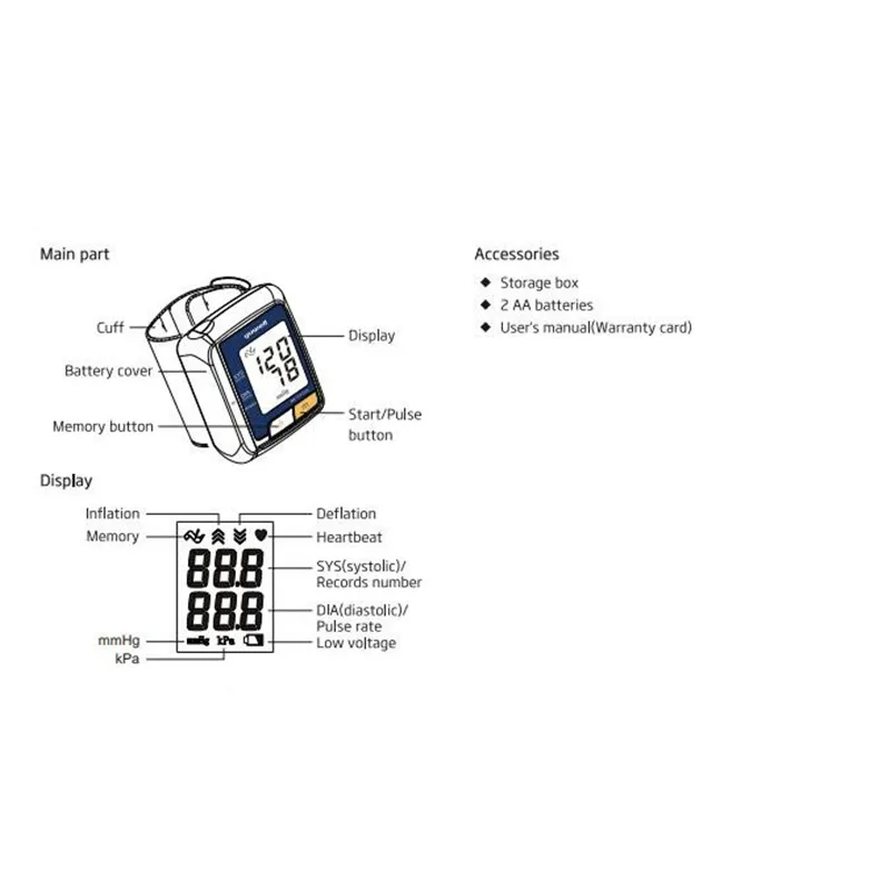 Прибор для измерения артериального давления на запястье Yuwell 8900A/8300B/8600A, медицинское оборудование для здоровья, цифровое автоматическое измерение кровяного давления с ЖК-дисплеем