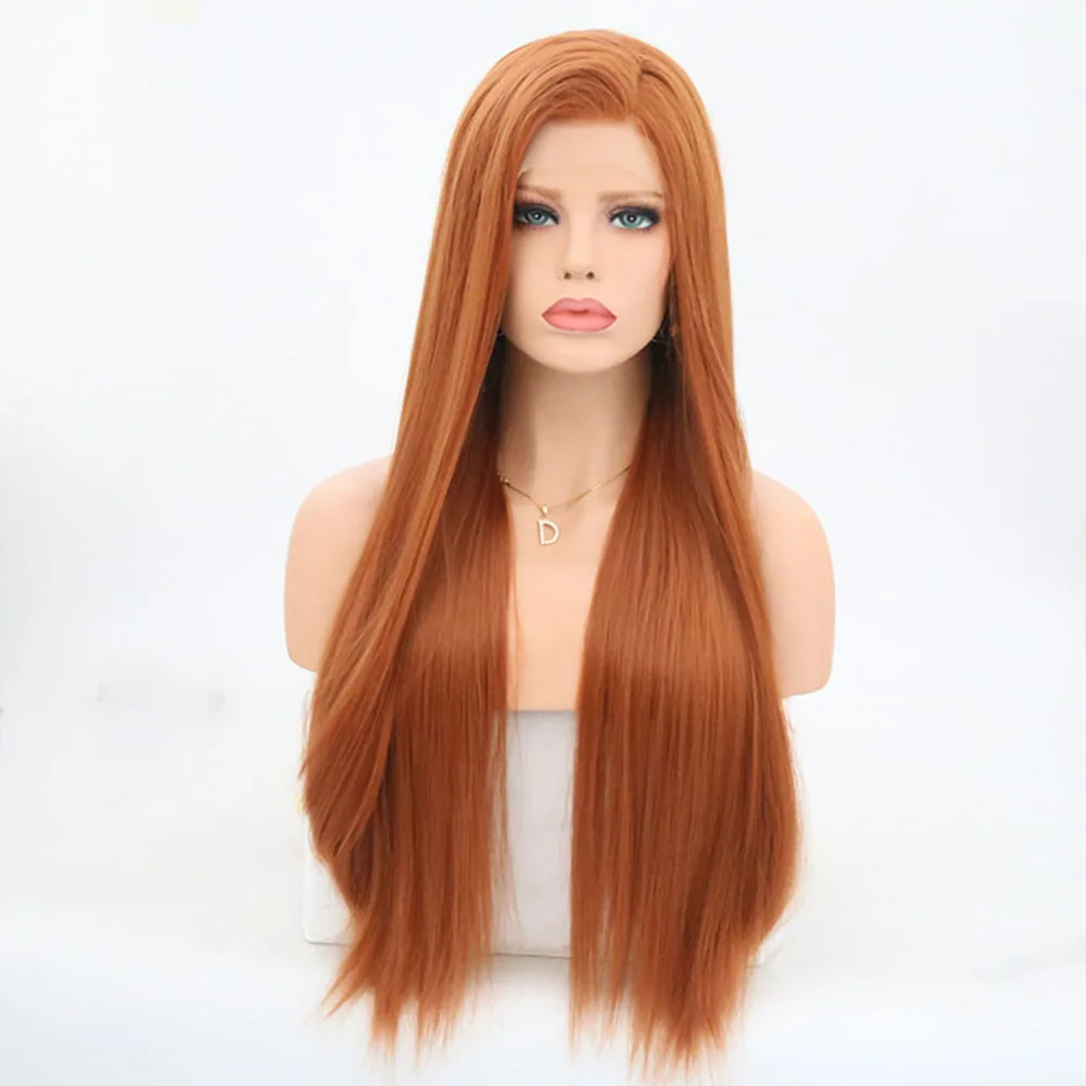 

Charisma Long Silky Straight Glueless Synthetic Lace Front Wigs With High Bangs High Temperature Fiber Wigs For Women