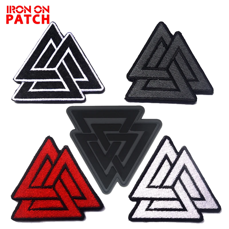 Valknut Triangle Symbol Viking Norse Rune Patch Embroidered Applique Badge Iron Valknut Triangle Symbol Viking Norse Rune Patch Embroidered Applique Badge Iron