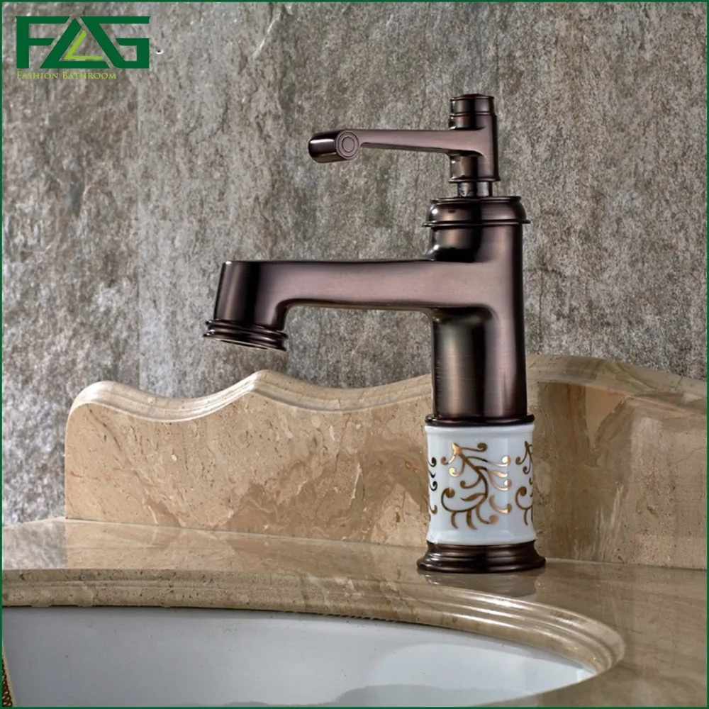 

European Bath Mat Oil Rubbed Bronze Sink Faucet Deck Mounted Ceramic Lavatory Faucets Single Lever Robinet Touch Faucet 050O-1