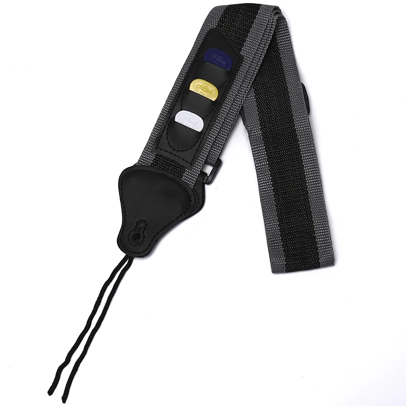 New Nylon Guitar Strap Belt with Three Picks Lightweight Guitar Holder Strap for Acoustic Bass