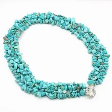 Ожерелье в винтажном стиле из бирюзового калаитового камня с бусинами, ассиметричный чип 5-7 мм, модная женская цепочка с крутящим моментом, ювелирное изделие 1" A440
