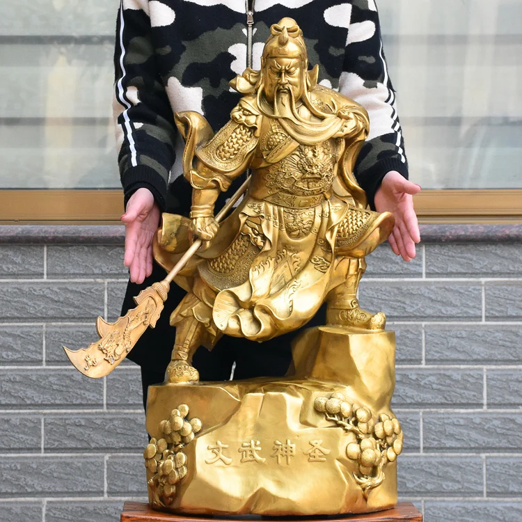 73CM large Huge-HOME SHOP hall lobby efficacious Talisman Money Drawing god of wealth GOLD Guan gong Guandi brass art sculpture | Дом и сад