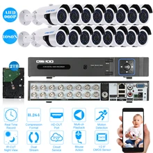 Owsoo 1080n DVR 16 шт. 960 P AHD IP Камера обнаружения движения Ночное видение CCTV Камера безопасности Камера Системы комплект видеонаблюдения 2 ТБ