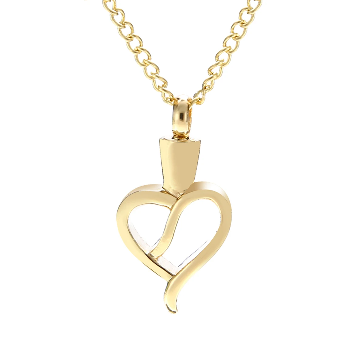 Shellhard Gold Color Urn Cremation Pendant Necklace Vintage Love Heart Ash Holder Mini Keepsake Necklaces Memorial Jewelry