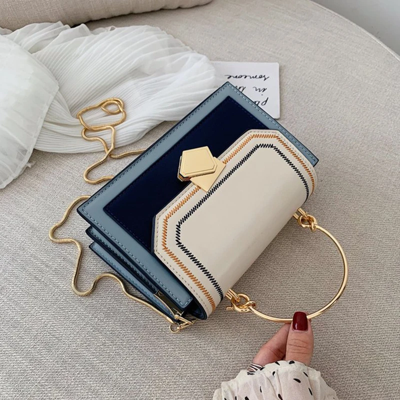 

Handbag Women Shoulder Bag Luxury 2019 New Designer Small Crossbody Bags PU Leather Purses Contrast color Travel Hand Bag
