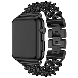 Черное золото Нержавеющая сталь ремешок для Apple Watch Band 38 мм 42 мм модные джинсовые ремешок-цепочка для Iwatch Series3/2/1 браслет