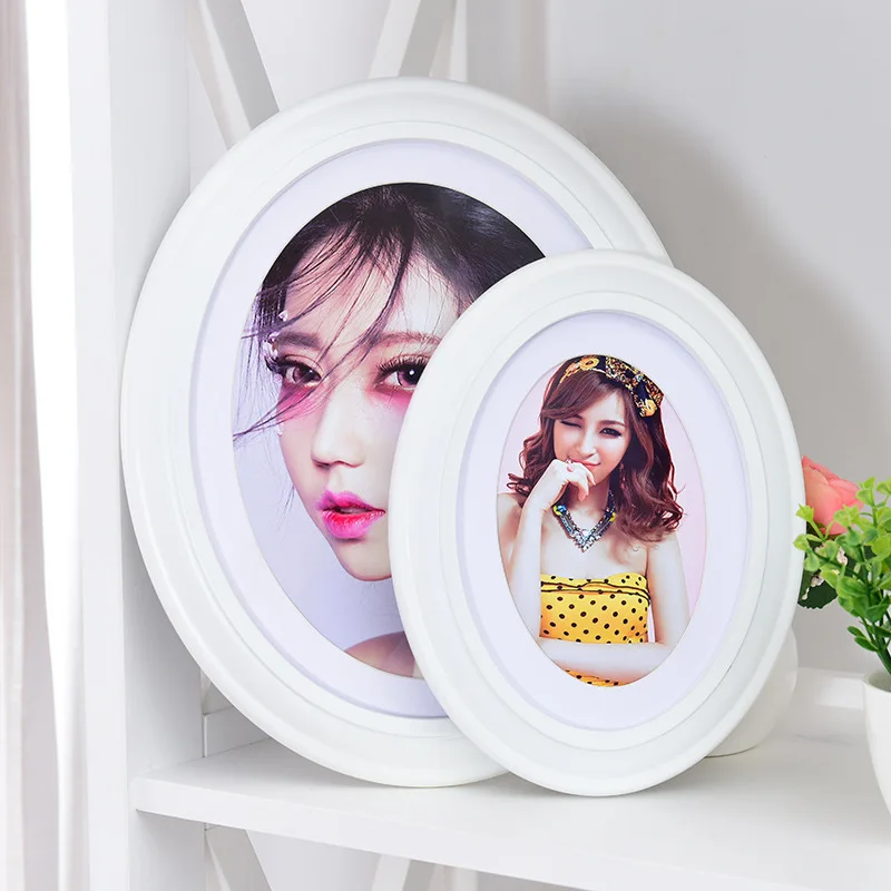 Image Classic Oval Wooden Photo Frame Wall Decoration Framework Ellipse Picture Frame Hanging Wall Mounted Wall Frames Wedding Gift