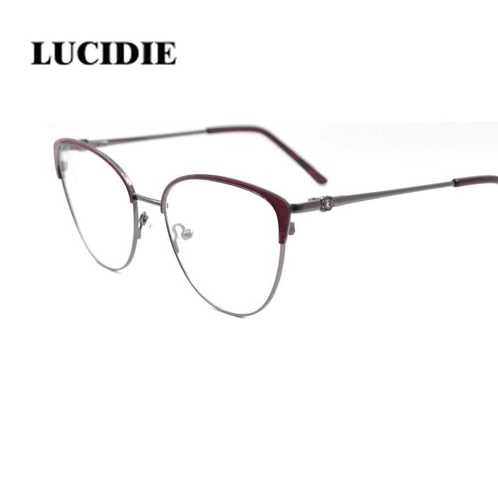 Ladies stylish large frame stainless steel glasses frame retro transparent gold frame eyeglasses - Цвет оправы: C3