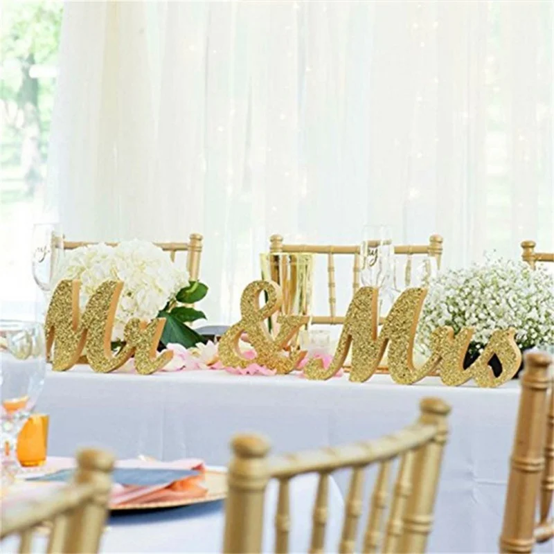 3pcs set DIY Festival Party Wedding Wooden Signs Home Decor Gold Powder MR MRS Letters Ornaments 1 3pcs set DIY Festival Party Wedding Wooden Signs Home Decor Gold Powder MR MRS Letters Ornaments 5