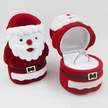

New Fashion Cute Ring Earring Necklace Santa Claus Jewelry Box Flannel Valentine Gift Boxes